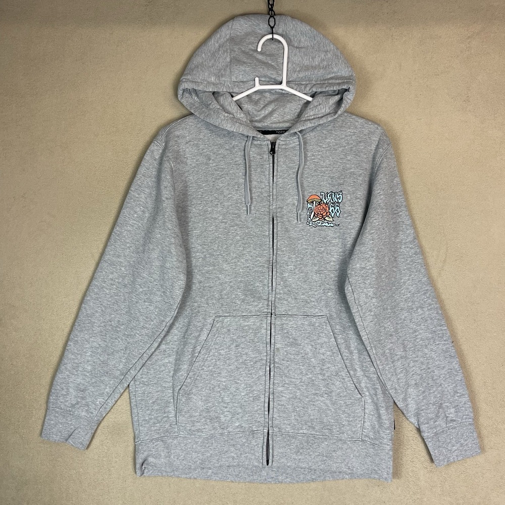 Vans Off The Wall Hoodie Mens M Gray Zoned Out Graphic Pullover Sweatshirt
